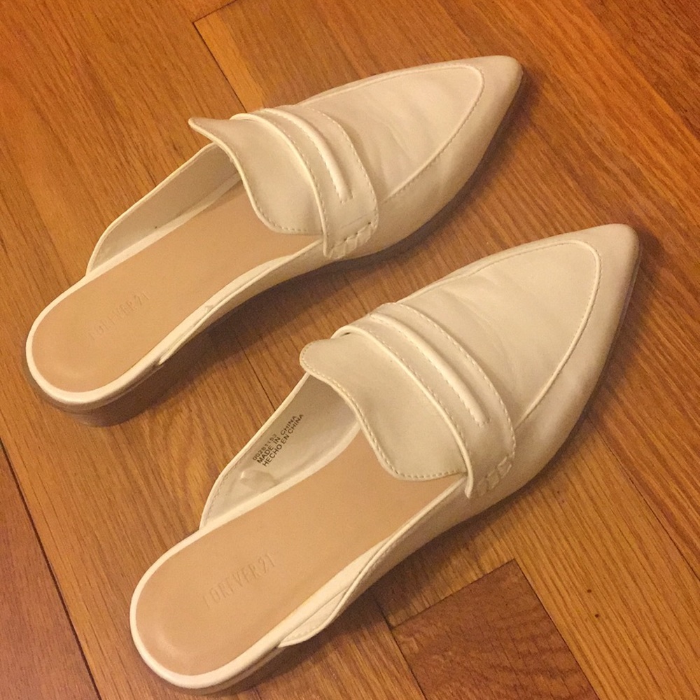 White open ankle slide ons